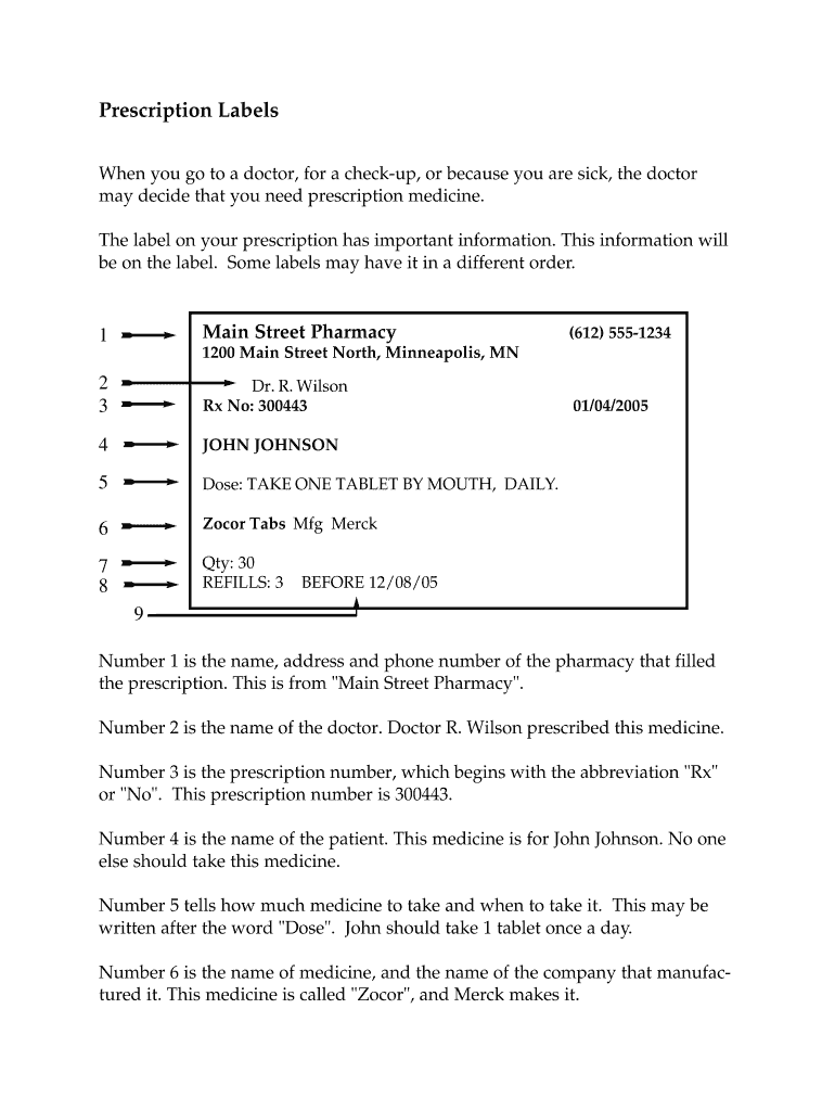 Prescription Label Template Form